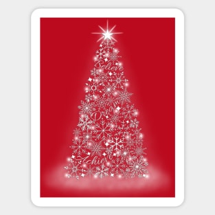 Inspirational Snowflake Christmas Tree, Believe, Dream & Achieve (Red Background) Sticker
